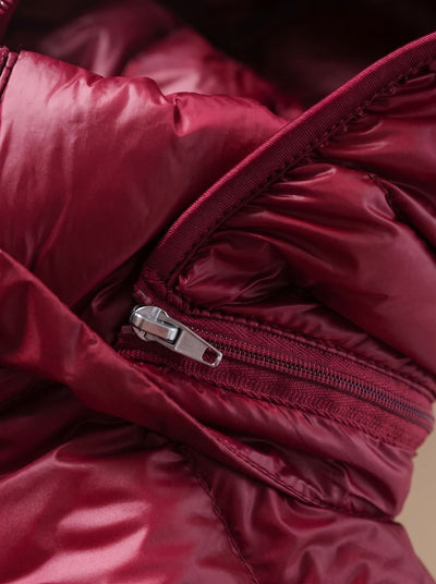 Nora | Damen Ultraleichte Lange Daunenjacke mit Kapuze Reißverschluss Winterjacke