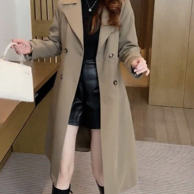 Katharina | Damen Wollmantel Dame Eleganter Zweireiher Langer Wintermantel
