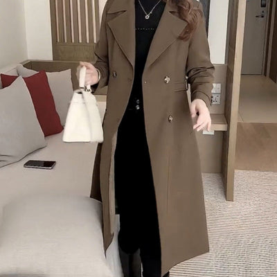 Katharina | Damen Wollmantel Dame Eleganter Zweireiher Langer Wintermantel
