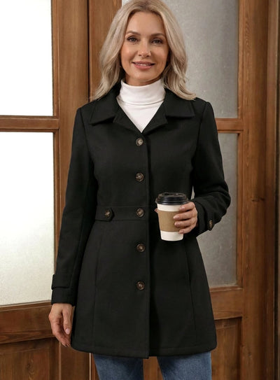 Johanna | Damen Wollmantel Eleganter Knopfmantel für Lagenlooks