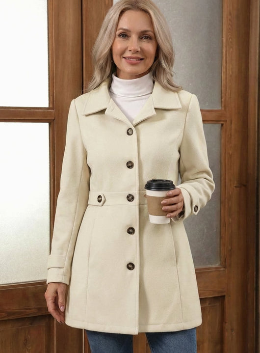 Johanna | Damen Wollmantel Eleganter Knopfmantel für Lagenlooks