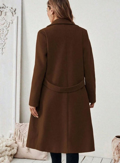 Hannah | Damen Wollmantel mit Reverskragen Pattentaschen langer Schnitt