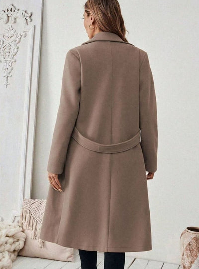 Hannah | Damen Wollmantel mit Reverskragen Pattentaschen langer Schnitt