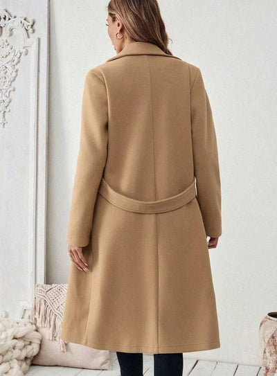 Hannah | Damen Wollmantel mit Reverskragen Pattentaschen langer Schnitt