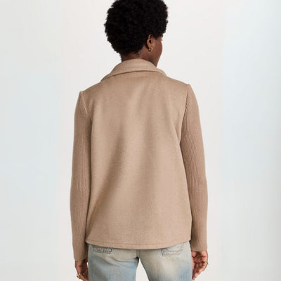 Nora | Damen Zweireiher Strickblazer mit Rippärmeln und Wolloptik