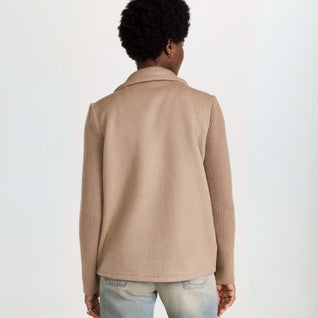 Nora | Damen Zweireiher Strickblazer mit Rippärmeln und Wolloptik