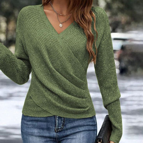 Celeste | Damen Wickel-Pullover mit V-Ausschnitt und langen Ärmeln