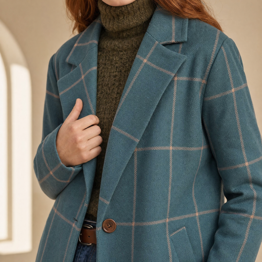 Elfriede | Damen Eleganter Karierter Winter Coat Taillierter Mantel