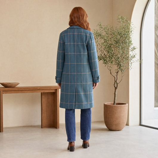 Elfriede | Damen Eleganter Karierter Winter Coat Taillierter Mantel