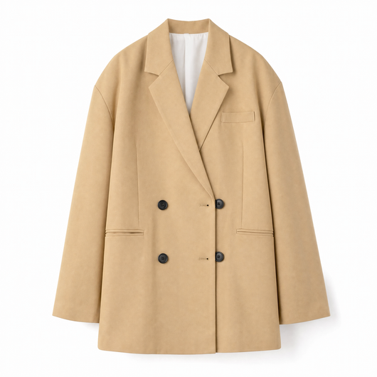 Elfriede | Damen Oversized Longblazer mit Reverskragen und Knopfdetails