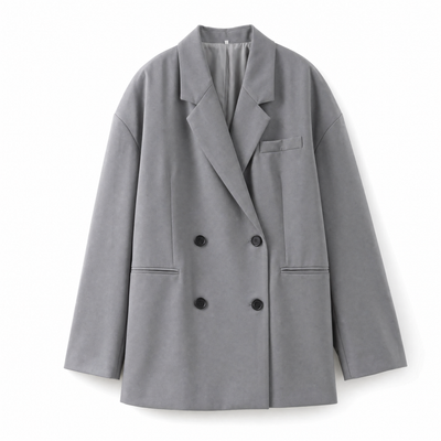 Elfriede | Damen Oversized Longblazer mit Reverskragen und Knopfdetails