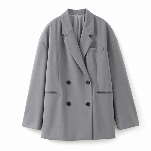 Elfriede | Damen Oversized Longblazer mit Reverskragen und Knopfdetails