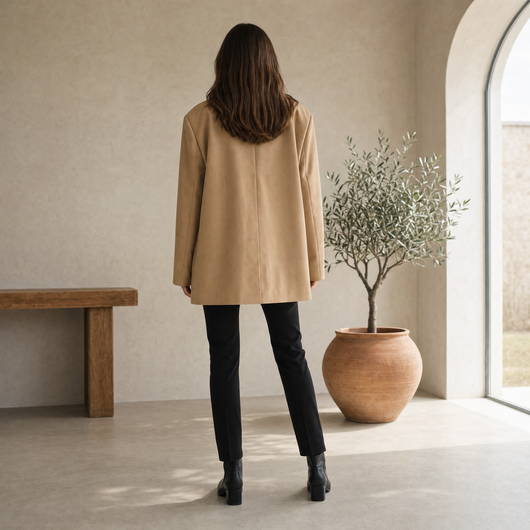 Elfriede | Damen Oversized Longblazer mit Reverskragen und Knopfdetails
