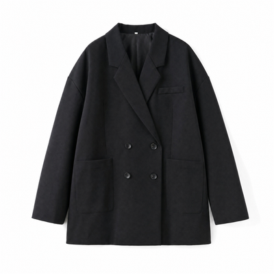 Elfriede | Damen Oversized Longblazer mit Reverskragen und Knopfdetails