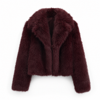 Elisabeth | Kunstpelzmantel Damen Kurz Tailliert Flauschig Warme Winterjacke