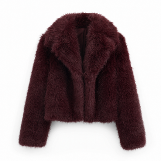 Elisabeth | Kunstpelzmantel Damen Kurz Tailliert Flauschig Warme Winterjacke