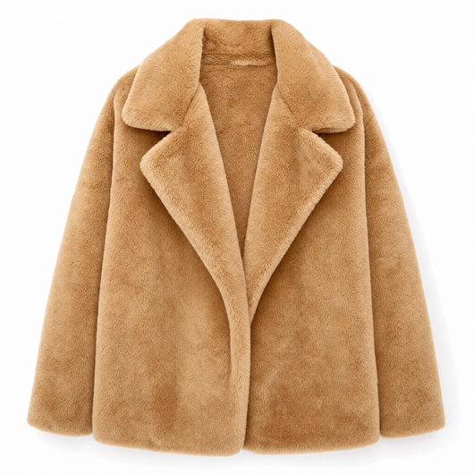 Emilia | Kunstpelzmantel Damen Lässiger Oversized Teddyfell Kurzmantel