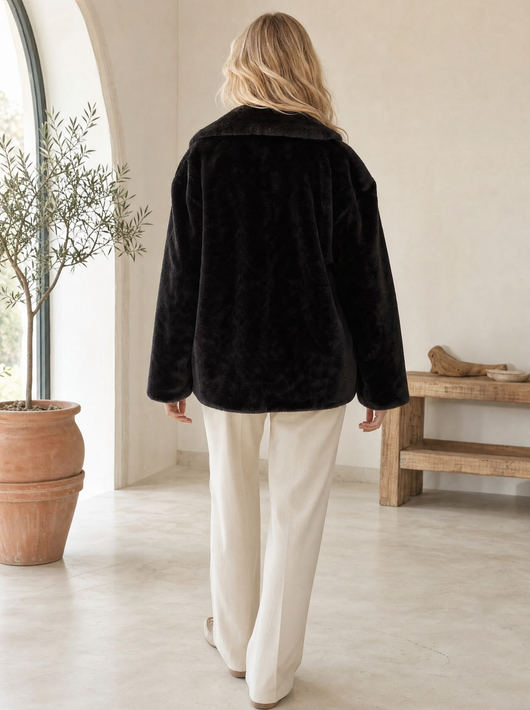 Emilia | Kunstpelzmantel Damen Lässiger Oversized Teddyfell Kurzmantel