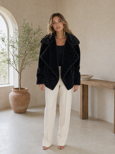Emilia | Kunstpelzmantel Damen Lässiger Oversized Teddyfell Kurzmantel