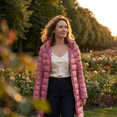 Damen leichte Übergangsjacke mit abnehmbarer Kapuze