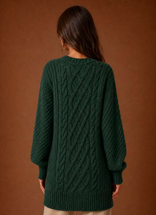 Damen Strickkleid mit Zopfmuster oversized