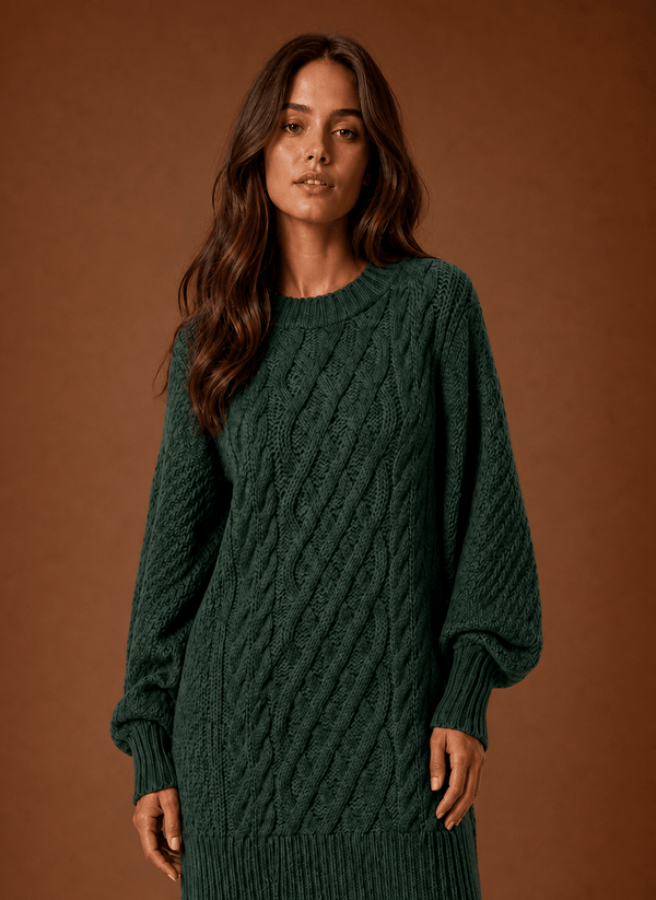 Damen Strickkleid mit Zopfmuster oversized