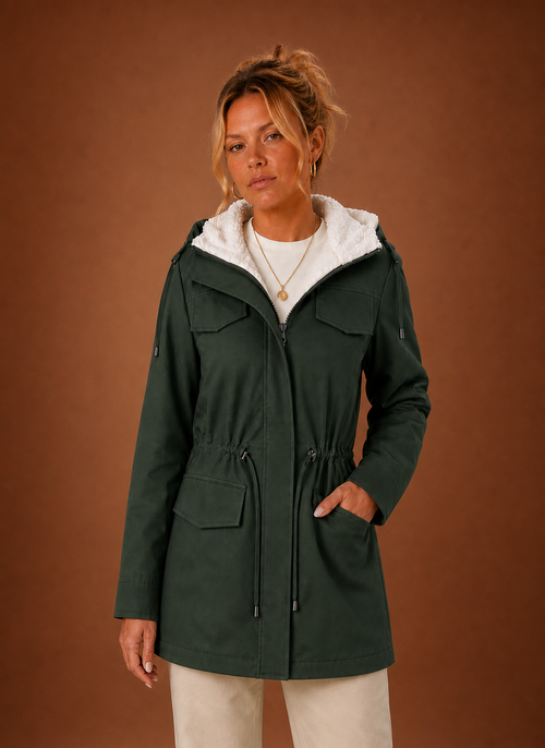Damen Parka mit Kapuze und Fleecefutter