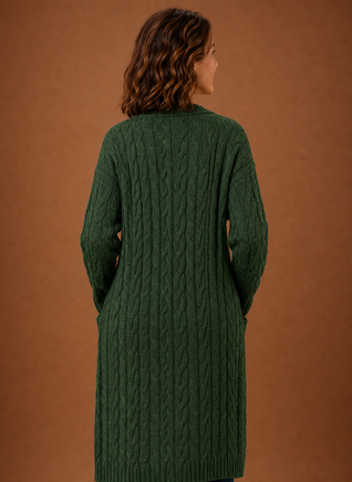 Damen Strickjacke lang mit Kapuze