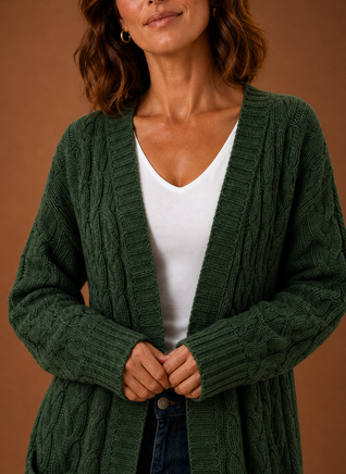 Damen Strickjacke lang mit Kapuze