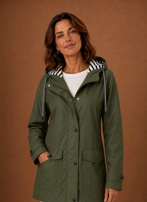 Damen Trenchcoat mit Kapuze für Herbst und Winter