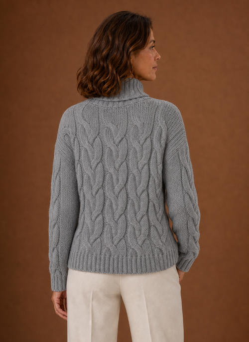 Damen Strickpullover mit Zopfmuster