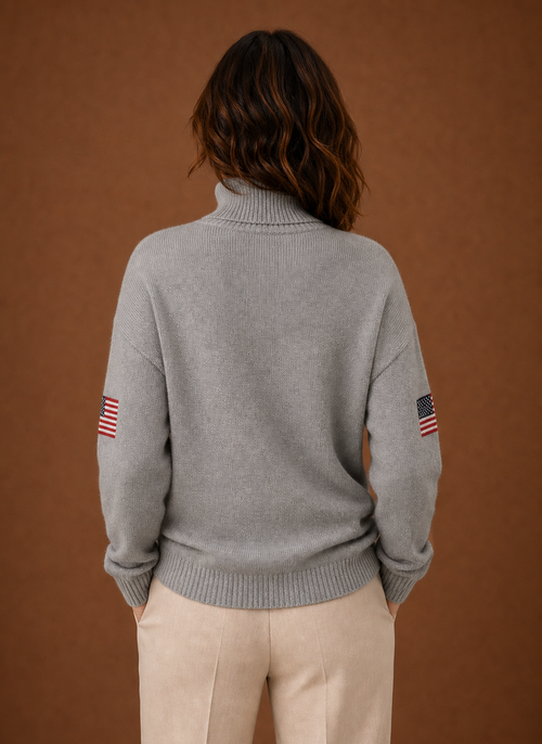 Damen Rollkragenpullover mit Flaggenmotiv