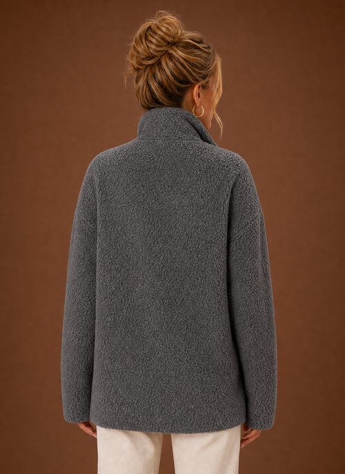 Damen Sherpa-Jacke mit durchgehendem Reißverschluss
