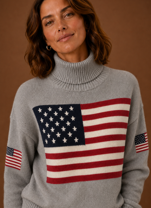 Damen Rollkragenpullover mit Flaggenmotiv