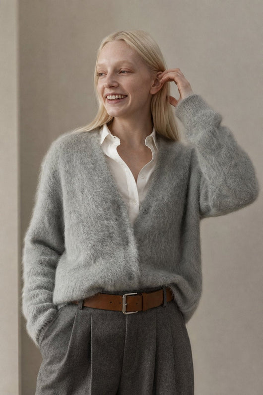 Damen warme Oversized-Strickjacke aus Kunstkaschmir