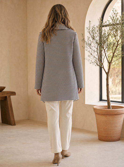 Johanna | Gestreifter Trenchcoat Damen Langarm mit Schal