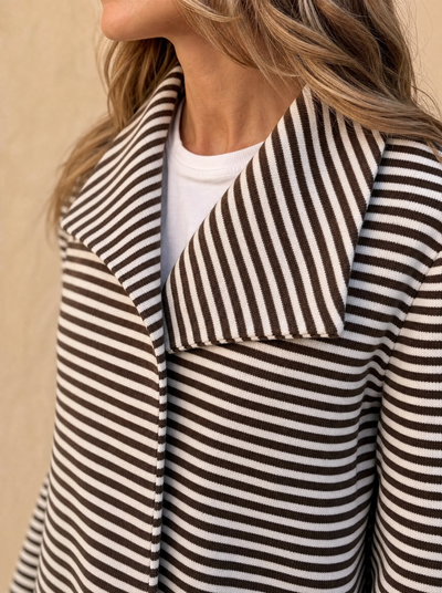 Johanna | Gestreifter Trenchcoat Damen Langarm mit Schal