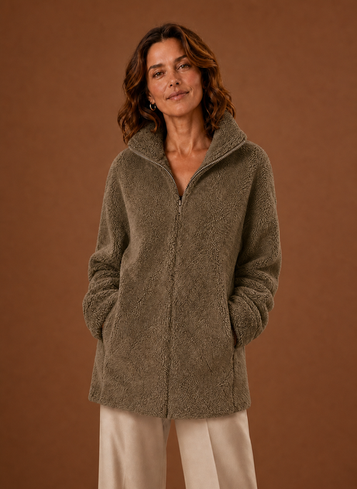 Damen Fleecejacke mit Stehkragen und Reißverschluss