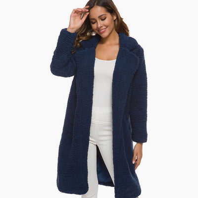 Mia | Kunstpelzmantel Damen Langer Flauschiger Teddy-Mantel Offen