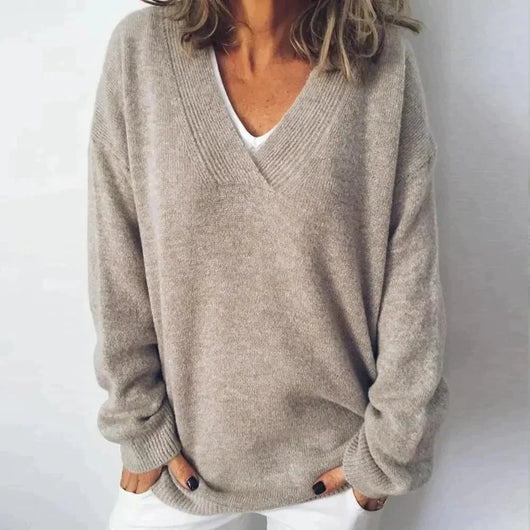 Damen Pullover mit V-Ausschnitt aus Polyester