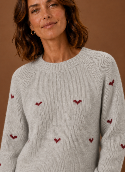 Damen Pullover mit Herzmuster
