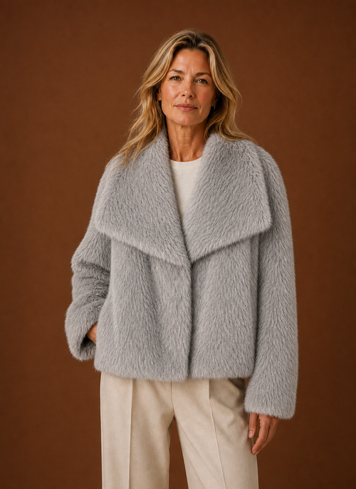 Damen Mantel aus Kunstfell