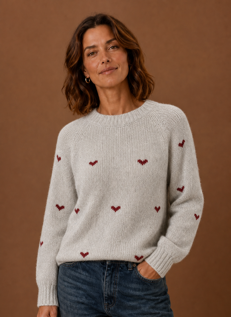Damen Pullover mit Herzmuster
