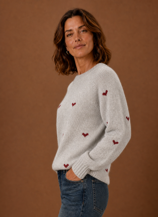 Damen Pullover mit Herzmuster