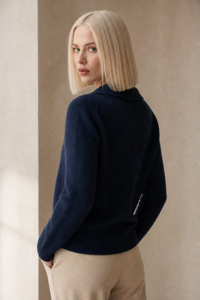Damen warme Wollmix-Strickjacke mit Knopfleiste