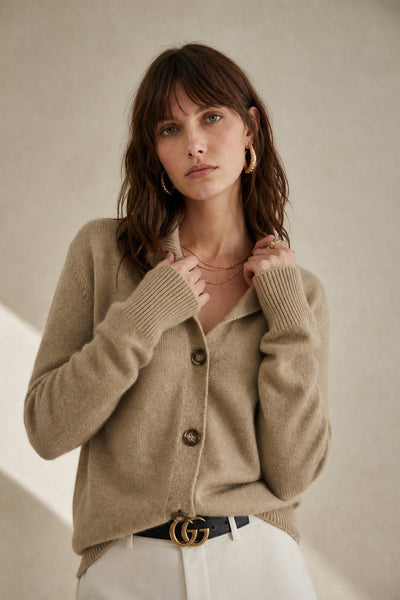 Damen warme Wollmix-Strickjacke mit Knopfleiste