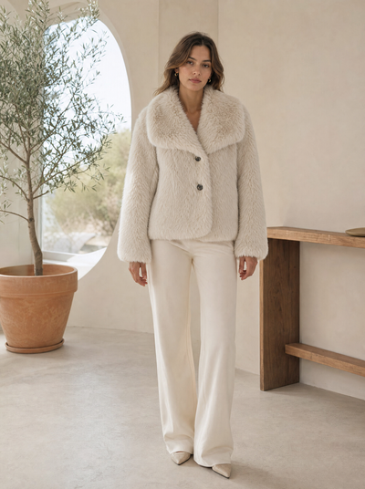 Marie | Kunstpelzmantel Damen Flauschiger Kurzmantel Herbstmode