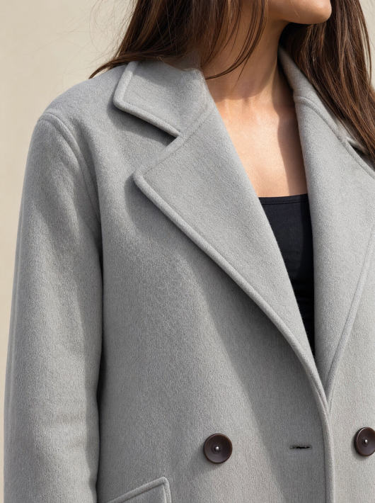 Marlene | Trenchcoat Damen Eleganter Zweireiher Mantel mit Reverskragen Taschen