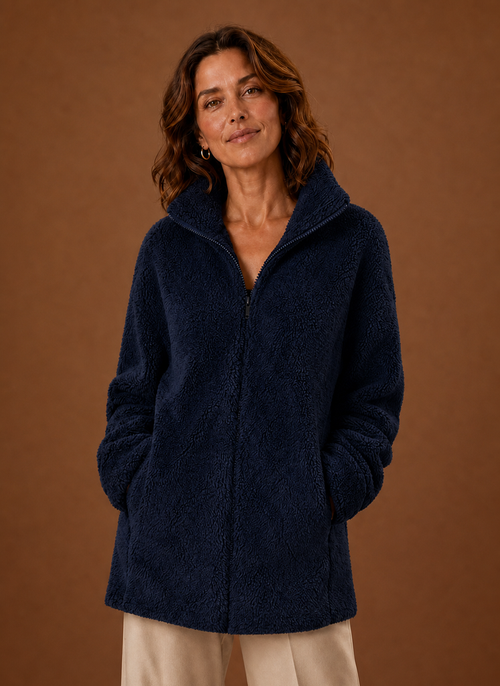 Damen Fleecejacke mit Stehkragen und Reißverschluss
