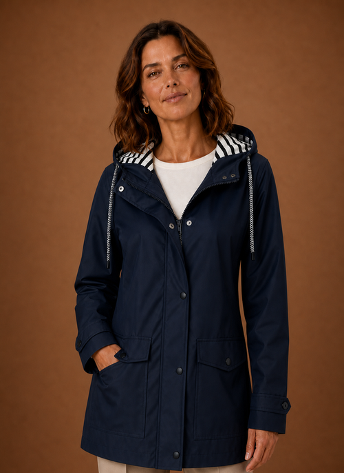 Damen Trenchcoat mit Kapuze für Herbst und Winter
